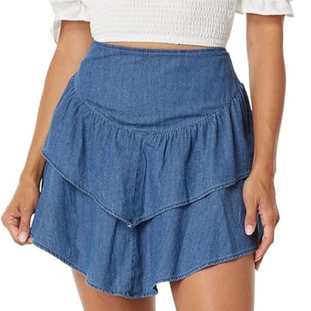 BCBGeneration Women's Fit and Flare Ruffle Tier Mini Skirt